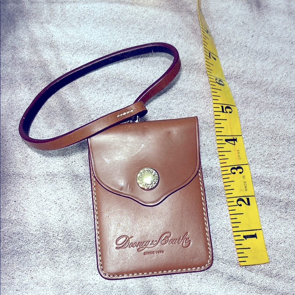Dooney & Bourke Tan Leather Card Holder with Lanyard